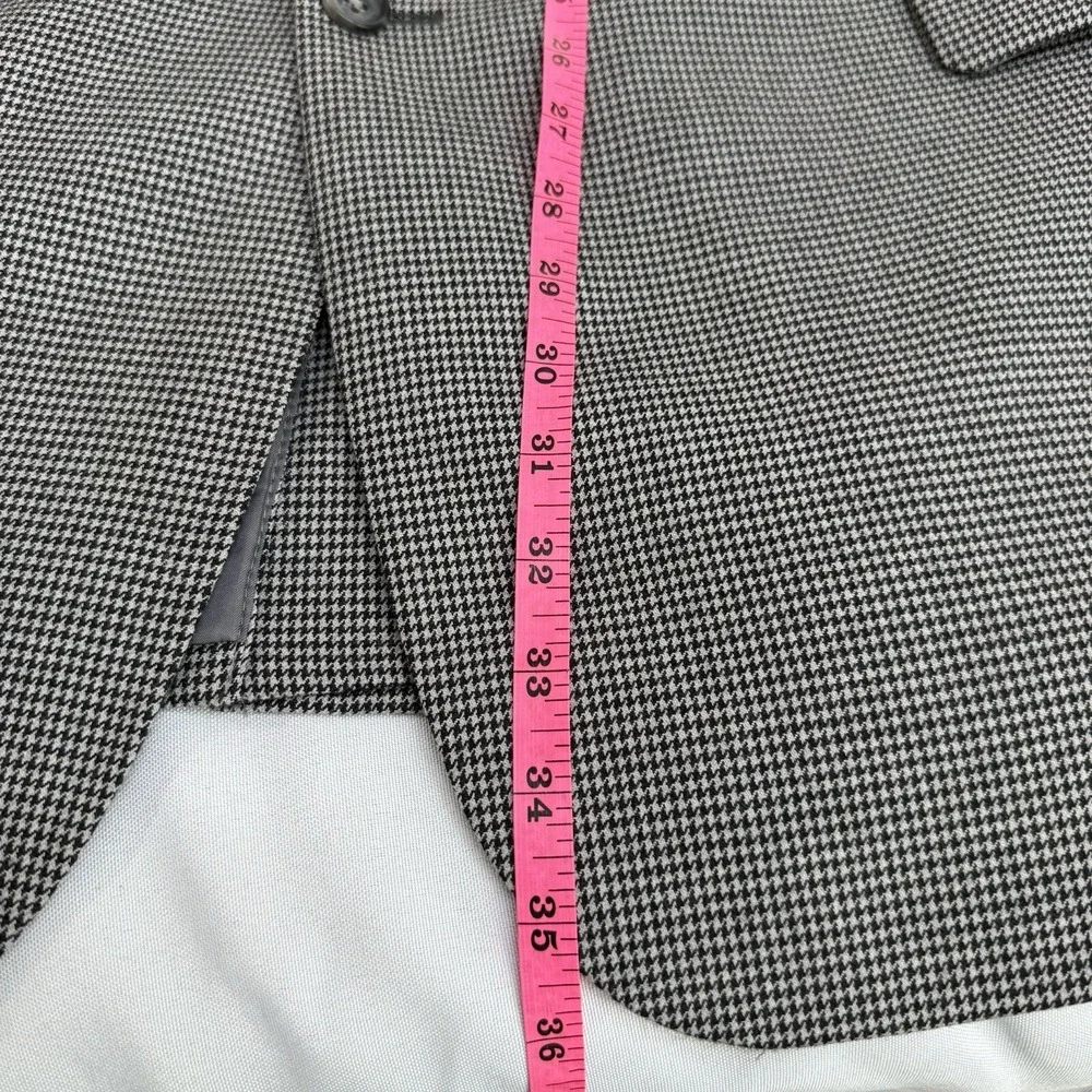 Jos A Bank Men 48L Black White Houndstooth Wool‎ Blazer Sport Coat Two Button